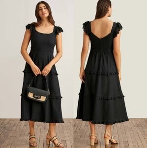 Anne Klein Womens Ruffled Cotton Maxi Dress Sz 6‎